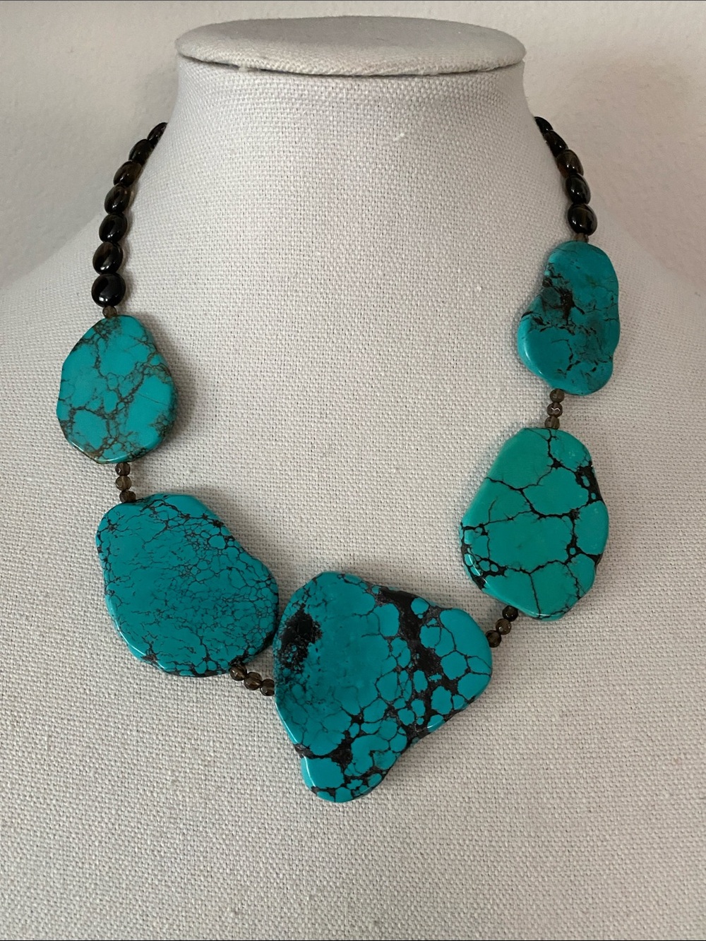 Barse 925 Turquoise and Smoky Quartz Necklace